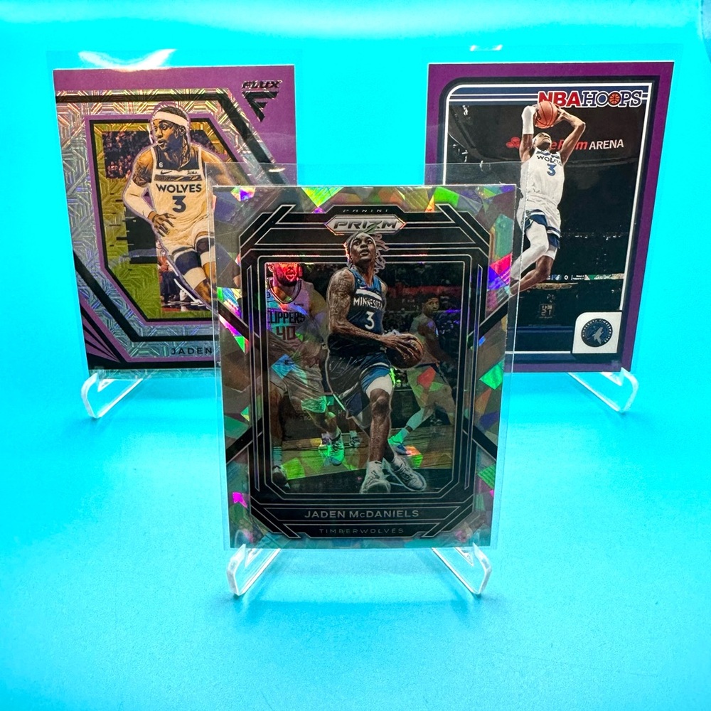 🔥JADEN MCDANIELS🔥3 CARD LOT! CRACKED ICE & SILVER MOJO PURPLE! 🤯